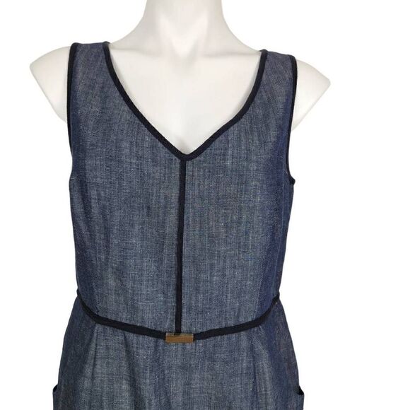 Ann Taylor linen blend sleeveless pencil dress denim blue Size 8 - Picture 2 of 8
